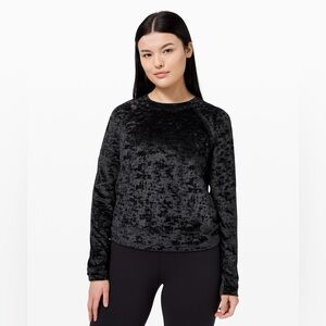 Lululemon Sweatshirt Warm Down Crushed Velvet Crew Neck Long Sleeve Black